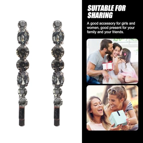 Lurrose Black Rhinestone Bobby Pins 2-Pack Elegant Hair Accessories
