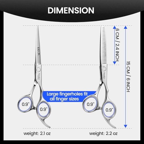 Hair Cutting Scissors Kit ? 10PCS Professional Hair Shears Set - 6.0 Inch Haircut Scissors - Hairdressing Shears Thinning Scissors for Salon & Home Use