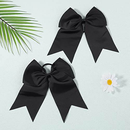 8 Inch Cheer Hair Bows - 2 Pack Large Bows for Girls with Ponytail Holder