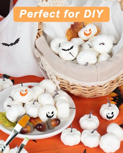 40 Mini White Foam Pumpkins for Fall & Halloween Decor