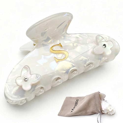 Solilayx Butterfly Letter S Hair Claw Clip for Medium Hair - Personalized Initial Accessory