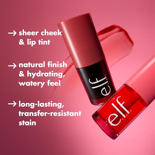 e.l.f. Sheer For It Blush Tint - Multi-Use Lip & Cheek Makeup, Orange Crush, Vegan
