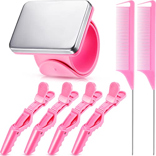 Nuenen Pink Magnetic Hair Braiding Wristband Set with Combs & Clips
