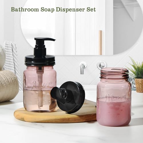 Amolliar 16 Oz Vintage Rose Soap Dispenser with Pump - 2 Pack