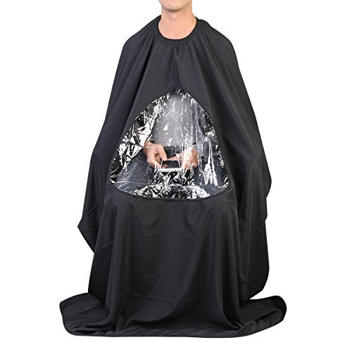 ULTNICE Hairdressing Cape with Viewing Window - Professional Salon & Home Use, Waterproof, 63x57 Inches, Black