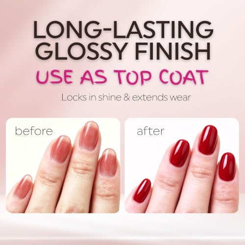 HOMEI 5-in-1 Nail Strengthener & Polish - Classic Red, 12-Free Formula