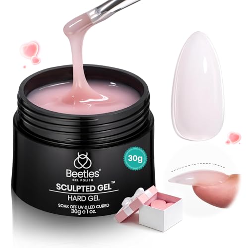 Beetles Builder Gel,1 oz Nude Pink Hard Gel,High Hardness for Sculpting, Nail Extension,Broken,Protection Durable for Salon, UV LED Lamp Cured,DIY Art Manicure
