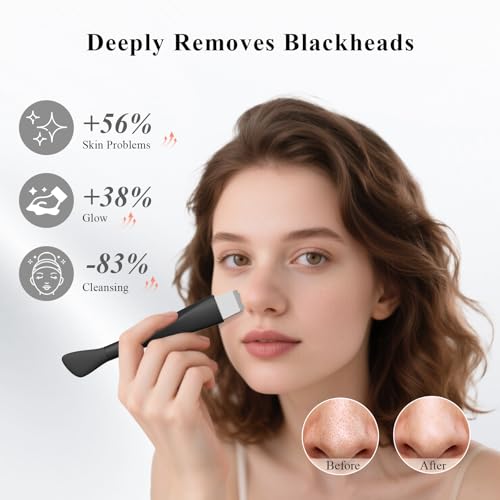 AUIOEY 3 in 1 Manual Silicone Facial Cleansing Brush, Mask Applicator & Blackhead Remover (Black)