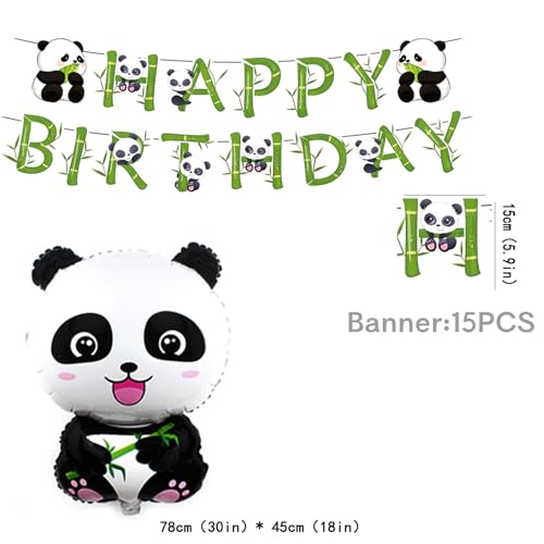 Adorable Panda Birthday Party Decoration Set - Banner & Foil Balloons