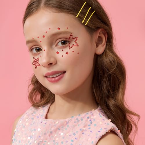 Teenitor 4th of July Star Face Gems - Self-Adhesive Rhinestones