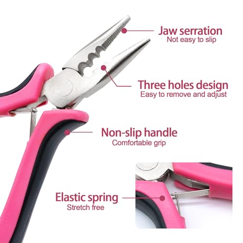 Quacc Hair Extension Pliers - 3-Hole Nano & Micro Ring Tool for Hair Extensions