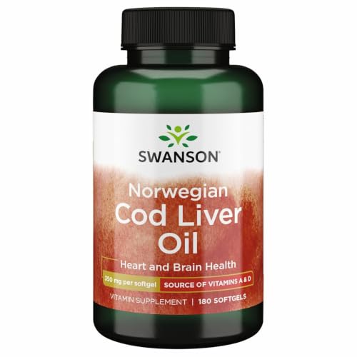 Swanson Cod Liver Oil with Vitamin A - 180 Softgels, 350mg - Supports Bone, Skin & Eye Health