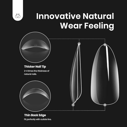Beetles Gel Nail Tips & Extension Kit - Clear Almond Medium 240pcs with UV Lamp