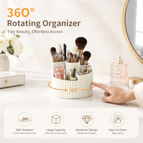 KDYNIX Extra Small 360° Rotating Makeup Brush & Cosmetic Organizer - Grey