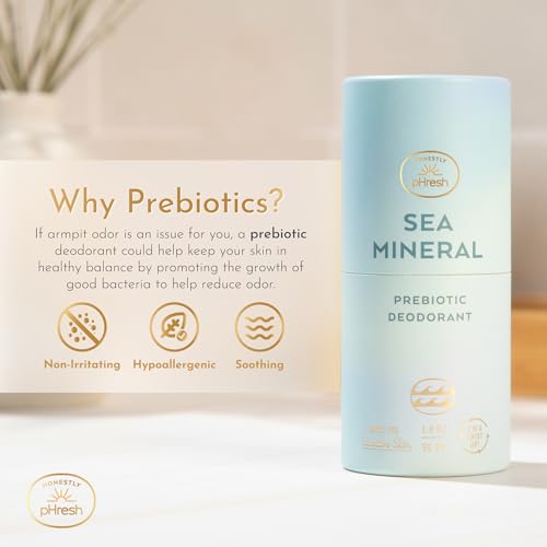 Honestly pHresh Sea Mineral Twist-Up Deodorant for Sensitive Skin - Aluminum-Free, Baking Soda-Free, Prebiotic Formula, All-Natural, 24H Freshness