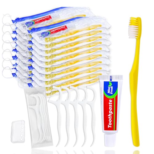 30 pcs Disposable Travel Toothbrush Kit with Toothpaste