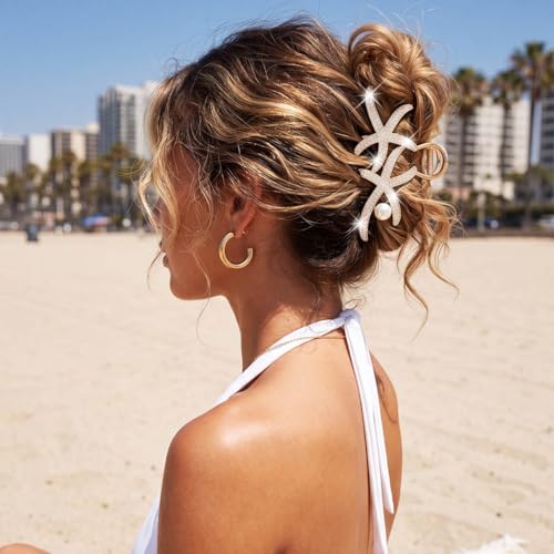 Beach Hair Clips Gold Starfish Claw Clips Set of 2