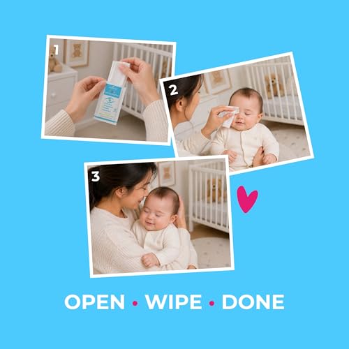 NOVEHA Baby Eye Wipes - Gentle Hypoallergenic Eyelid Cleaner & Lash Scrub