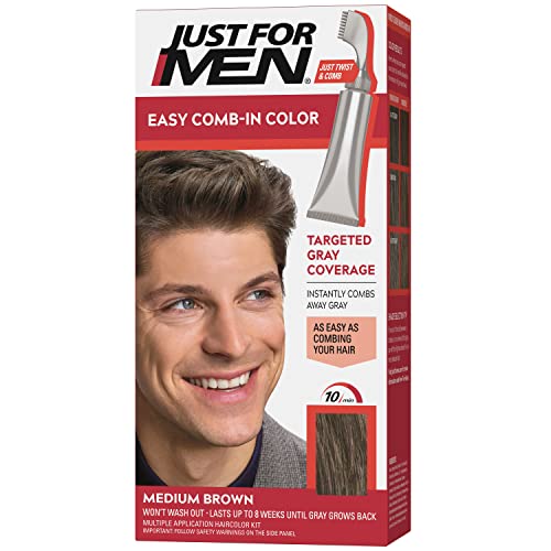 Just For Men Easy Comb-In Color, Medium Brown - No-Mix Hair Dye