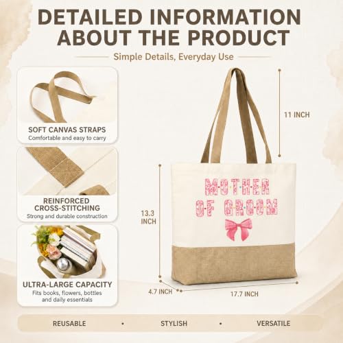 Wedding Canvas Tote Bag and Makeup Bag Set for Bridesmaid Gifts