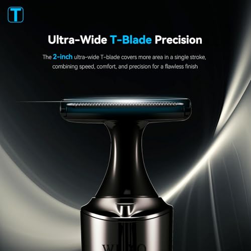 Electric Groin Hair Trimmer, LED Display Back Shaver for Men, Safety Lock, IPX7 Waterproof Wet/Dry Clippers, Rechargeable with Long Handle, Multi-Functional Back Trimmer for Men,(Pure Silver)