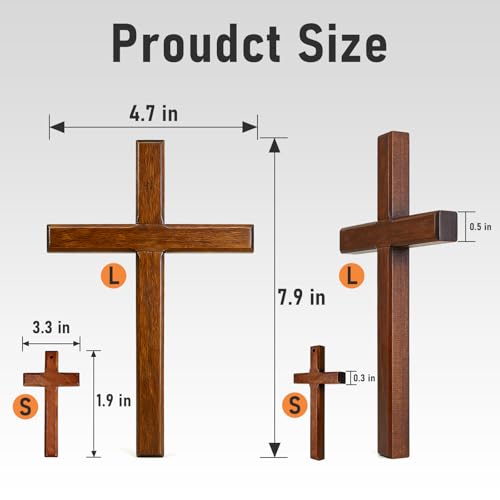 Allyix Wooden Cross Wall Decor Set - Large & Small with Lanyard