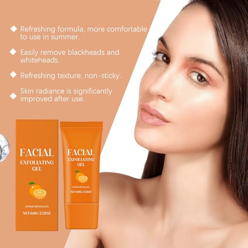 Facial Exfoliating Gel with Orange Enzyme - Hydrating Deep Clean & Skin Rejuvenation (60g, 2pcs)
