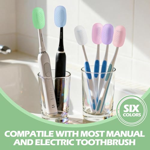 Lapfoon 6 Pack Silicone Toothbrush Covers - Universal Fit & Hygienic