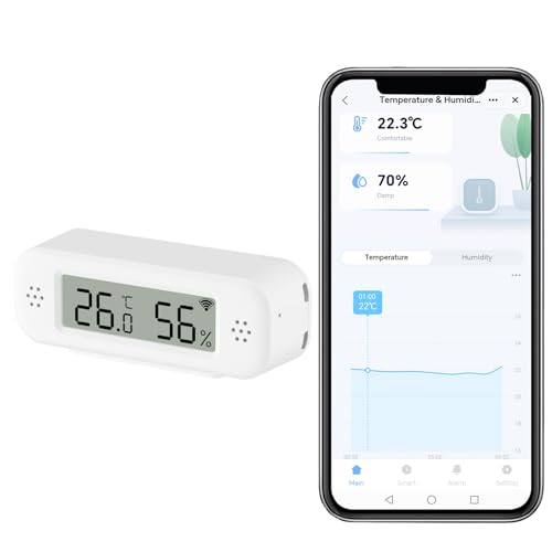 Zecamin Smart WiFi Thermometer Hygrometer with App Alerts