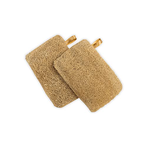 Nat Habit Natural Sun Dried Bath Loofah - Exfoliating Body Sponge (2 Pack)