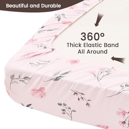 PHF Soft Bassinet Sheet Set - 2 Pack Pink Floral Cradle Sheets
