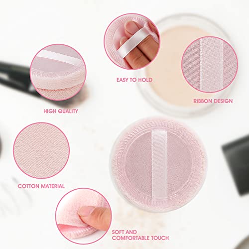 WLLHYF 12PCS Pink Makeup Puffs - Round Cotton Velour Sponges