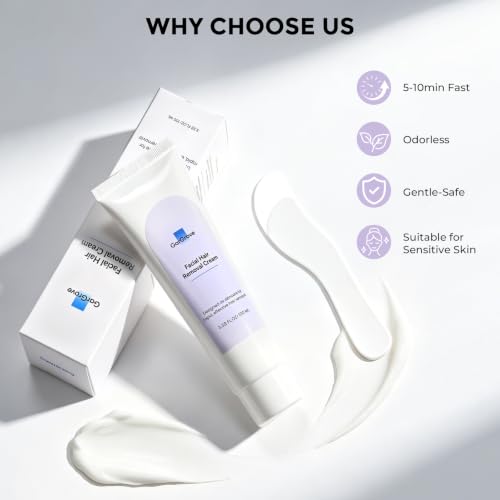 Facial Hair Removal Cream for Women - Painless & Gentle 3.38oz