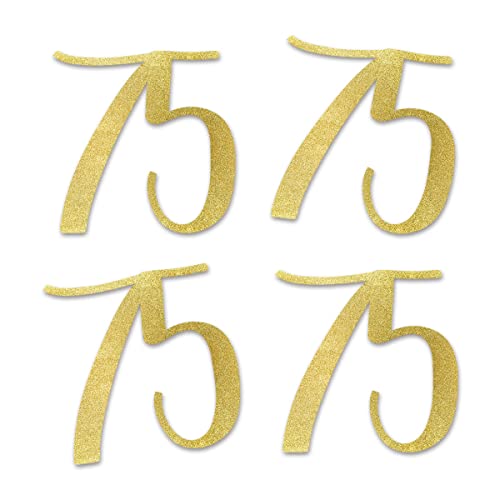 Gold Glitter 75 Cut-Out Numbers for 75th Birthday Decorations