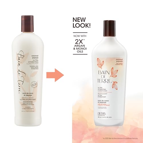 Bain de Terre Coconut Papaya Conditioner 13.5 Fl Oz - Ultra Hydrating Moisture Quench for Dry, Damaged Hair