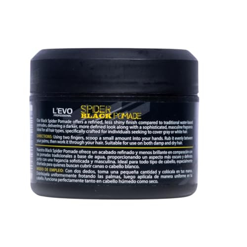 L’EVO Professional Black Hair Pomade for Men, Gray Coverage & High Shine
