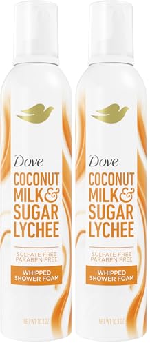 Dove Whipped Shower Foam Coconut & Lychee 10.3 oz (Pack of 2) - Hydrating