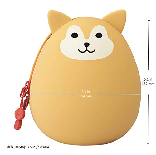 Large Gray Cat Zipper Egg Pouch - Silicone Travel Organizer 3.8 x 4.7 inches