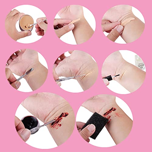 MEICOLY SFX Makeup Kit 02: Realistic Scar Wax, Fake Blood & Stipple Sponge