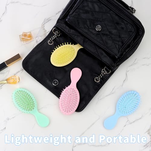 Mini Wet Hair Brush Travel Detangler - 4 Pack, Soft Bristles