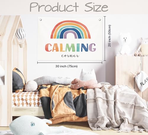 Boho Rainbow Calming Corner Wall Decor - 30x20 Inch Canvas Banner