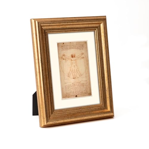 5x7 Distressed Gold Bevel Picture Frame with Mat for 4x6 Photos