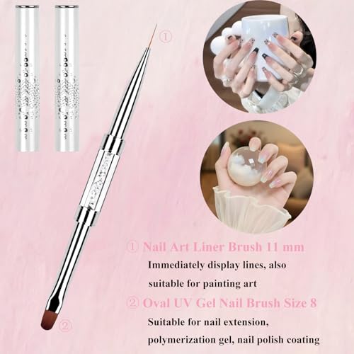 Gorofit Double-Headed Nail Art Brushes Set - 2 Piece Gel & Polygel Tools
