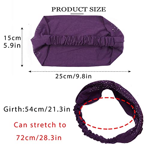 CAKURE Crystal Wide Headbands for Women - 3 Pack Rhinestone Boho Hair Wraps