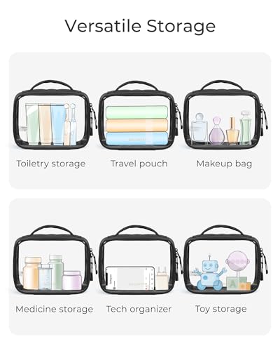 BAGSMART TSA-Approved Clear Toiletry Bag - Pink Travel Makeup Bag