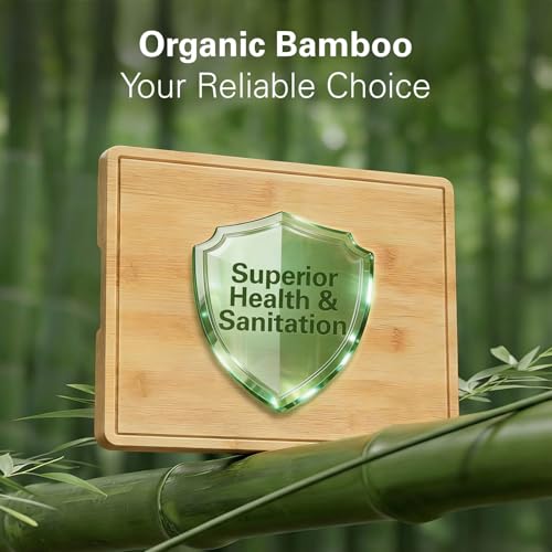 Zarler Bamboo Cutting Board Set - 3 Durable Boards with Juice Grooves & Handles, Ideal for Meal Prep