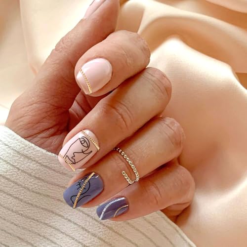 Gosknor 12-Piece Metal Nail Chain Strips – Gold, Silver & Black Nail Art Chains with Box