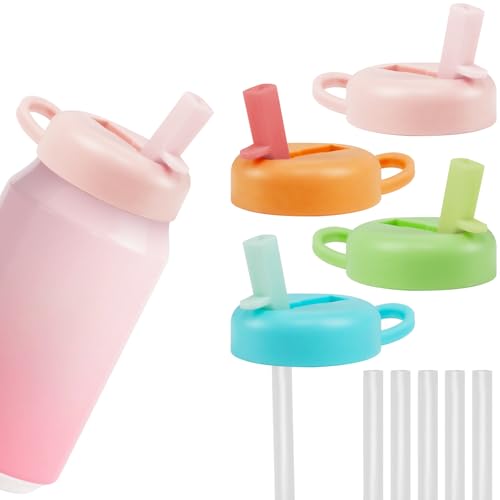 Javewot 4-Pack Soda Can Lids with Straws - Leak-Proof & Dishwasher Safe