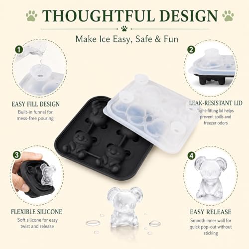 3D Koala Ice Cube Tray Mold - Fun Silicone Molds for Whiskey