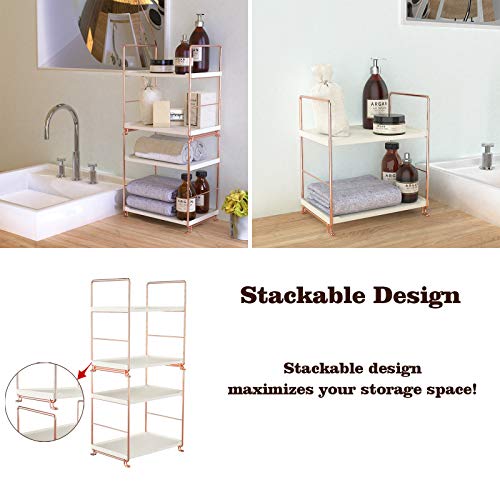 2-Tier Stackable Organizer Shelf - Rose Gold Countertop Storage Rack
